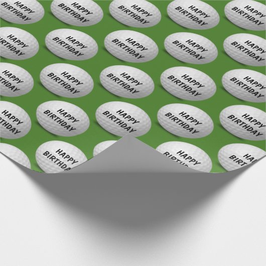 Gelukkige Verjaardag golfballen op groen Cadeaupapier (Hoek)
