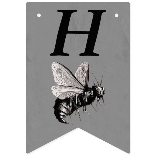 Gelukkige Verjaardag Gotische Grote Bijen Schedel  Vlaggetjes (Eerste vlag)