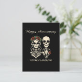 Gelukkige Verjaardag Gotische skelet paar bruiloft Briefkaart (Staand voorkant)