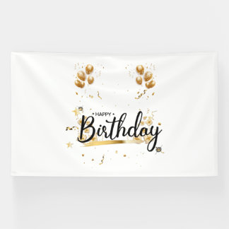Gelukkige Verjaardag Goud 6x10 Vinyl Banner
