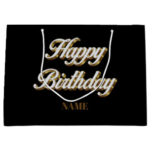 Gelukkige Verjaardag Goud Elegante Typografie Gift Groot Cadeauzakje