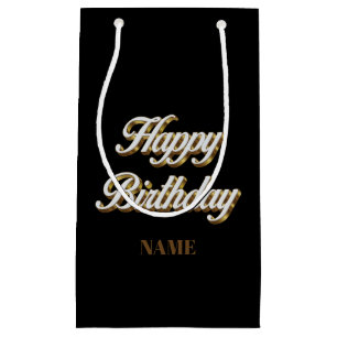 Gelukkige Verjaardag Goud Elegante Typografie Gift Klein Cadeauzakje