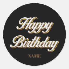 Gelukkige Verjaardag Goud Elegante Typografie Gift Ronde Sticker