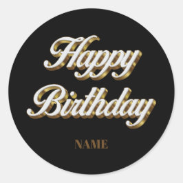 Gelukkige Verjaardag Goud Elegante Typografie Gift Ronde Sticker