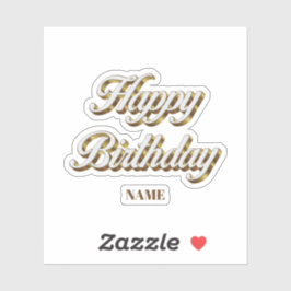Gelukkige Verjaardag Goud Elegante Typografie Gift Sticker