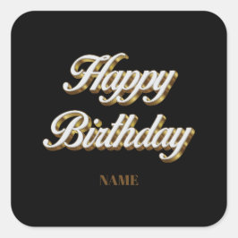 Gelukkige Verjaardag Goud Elegante Typografie Gift Vierkante Sticker
