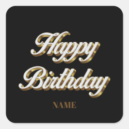 Gelukkige Verjaardag Goud Elegante Typografie Gift Vierkante Sticker