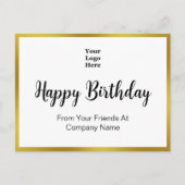 Gelukkige Verjaardag Goud en Witte Elegante Zaken Briefkaart (Voorkant)