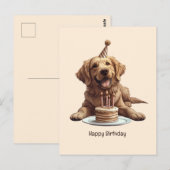 Gelukkige verjaardag Goud Retriever Hond Briefkaart (Voorkant / Achterkant)