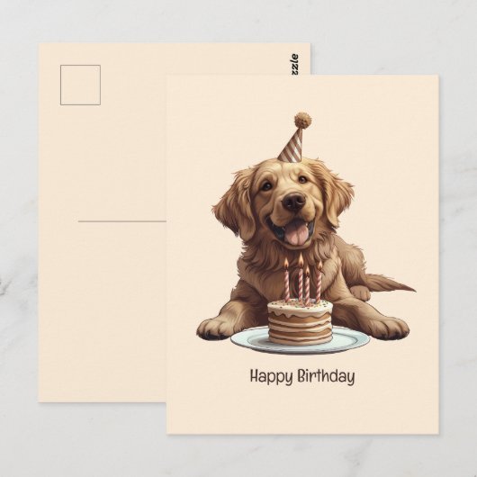 Gelukkige verjaardag Goud Retriever Hond Briefkaart (Voorkant / Achterkant)