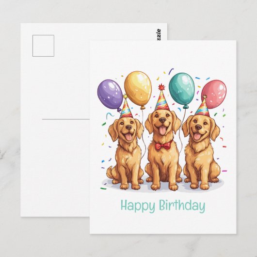 Gelukkige verjaardag Goud Retriever honden Briefkaart (Voorkant / Achterkant)