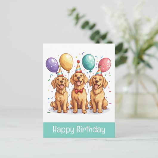 Gelukkige verjaardag Goud Retriever honden Briefkaart (Staand voorkant)