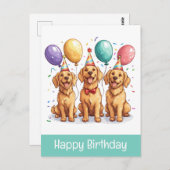 Gelukkige verjaardag Goud Retriever honden Briefkaart (Voorkant / Achterkant)