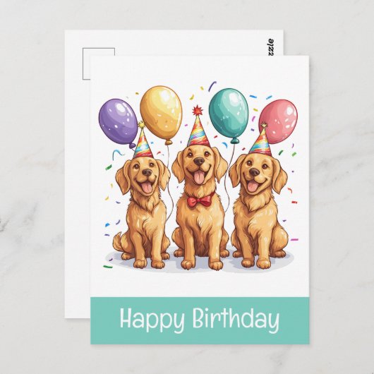 Gelukkige verjaardag Goud Retriever honden Briefkaart (Voorkant / Achterkant)