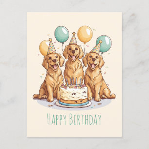 Gelukkige verjaardag Goud Retriever honden Briefkaart