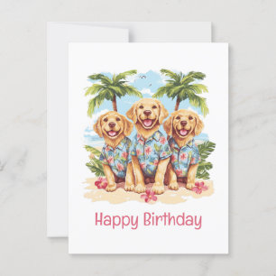 Gelukkige verjaardag Goud Retriever Honden Hawaïaa Briefkaart