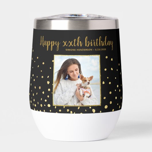 Gelukkige Verjaardag Gouden Glitter Foto Elk Jaar  (Voorkant)