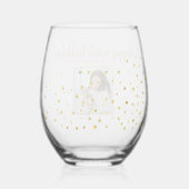 Gelukkige Verjaardag Gouden Glitter Foto Elk Jaar  Wijnglas Zonder Voet (Achterkant)