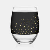 Gelukkige Verjaardag Gouden Glitter Foto Elk Jaar  Wijnglas Zonder Voet (Achterkant)