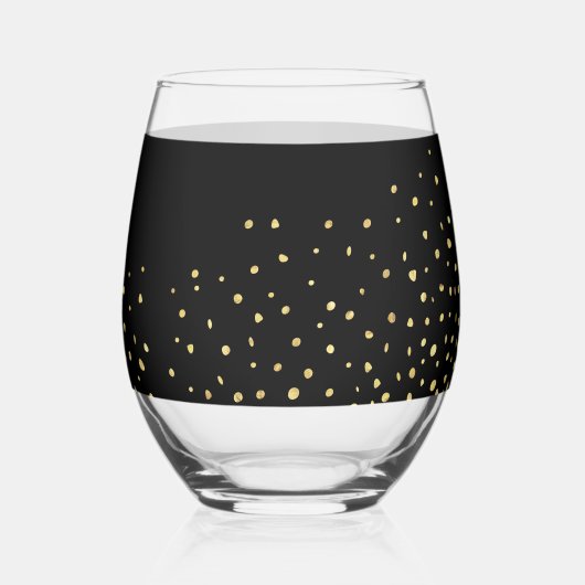 Gelukkige Verjaardag Gouden Glitter Foto Elk Jaar  Wijnglas Zonder Voet (Achterkant)