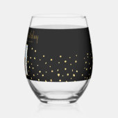 Gelukkige Verjaardag Gouden Glitter Foto Elk Jaar  Wijnglas Zonder Voet (Links)