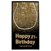 Gelukkige Verjaardag Gouden Glitter & Zwarte Spark Klein Cadeauzakje (Achterkant)