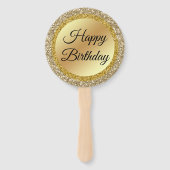 gelukkige verjaardag , gouden luxe backgroun klass handwaaier (Achterkant)