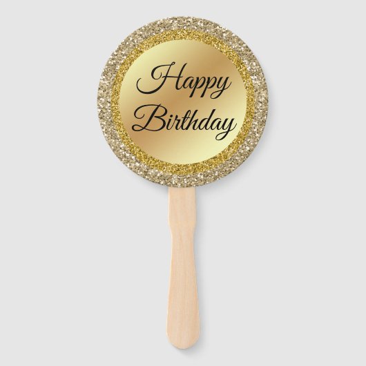 gelukkige verjaardag , gouden luxe backgroun klass handwaaier (Achterkant)