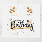 Gelukkige Verjaardag Gouden Mousserende Wijn Label Sparkling Wijnetiket (Enkel label)