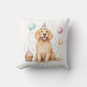 Gelukkige Verjaardag Gouden Retriever hond Kussen