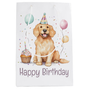 Gelukkige Verjaardag Gouden Retriever hond Medium Cadeauzakje