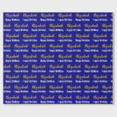 Gelukkige Verjaardag Gouden Script Naam Marine Bla Cadeaupapier (Vlak)