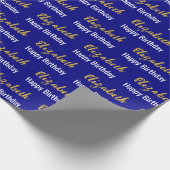 Gelukkige Verjaardag Gouden Script Naam Marine Bla Cadeaupapier (Hoek)