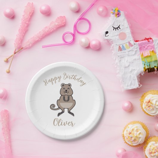 Gelukkige verjaardag - Graphic QUOKKA - Natuur - F Papieren Bordje (Feest)