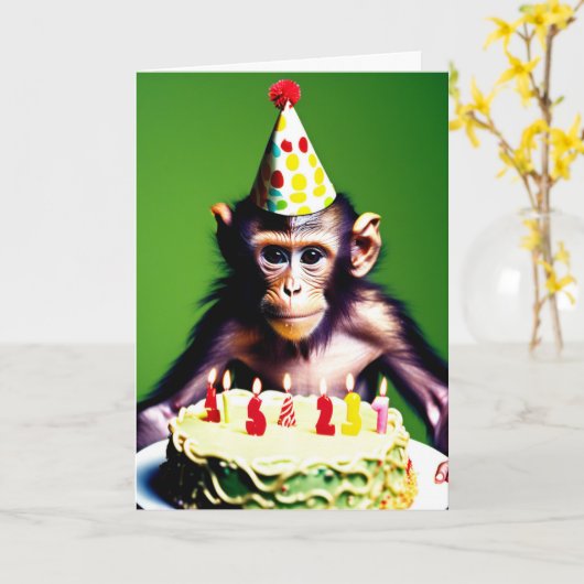 Gelukkige verjaardag grappig | Aap Kaart (Gele Bloem)