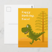 Gelukkige Verjaardag Grappige Dinosaur Dino Jurass Briefkaart (Voorkant / Achterkant)