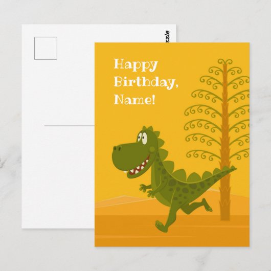 Gelukkige Verjaardag Grappige Dinosaur Dino Jurass Briefkaart (Voorkant / Achterkant)
