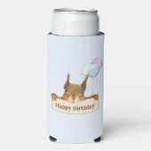 Gelukkige Verjaardag Grappige Eekhoorn Ballon Aang Seltzer Blikjeskoeler (Seltzer Voorkant)