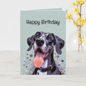 Gelukkige verjaardag Grappige Grote Dane Hond Kaart (Gele Bloem)