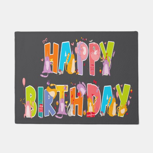 Gelukkige Verjaardag Grappige Kat Liefhebber Dag V Deurmat (Voorkant)