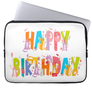 Gelukkige Verjaardag Grappige Kat Liefhebber Dag V Laptop Sleeve