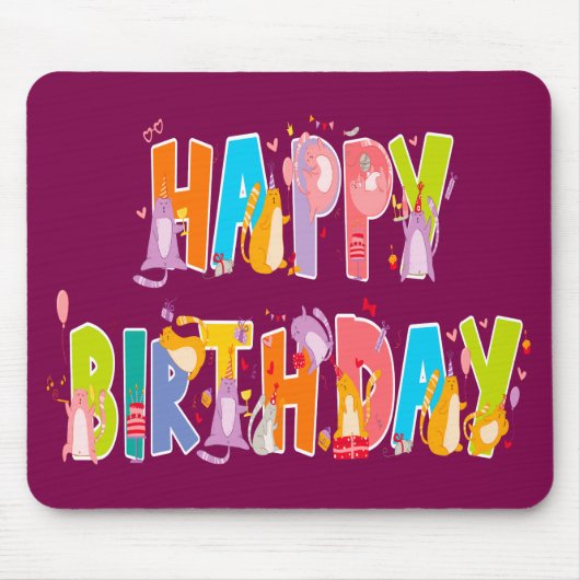 Gelukkige Verjaardag Grappige Kat Liefhebber Dag V Muismat (Voorkant)