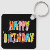 Gelukkige Verjaardag Grappige Kat Liefhebber Dag V Sleutelhanger (Achterkant)