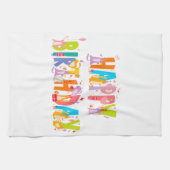 Gelukkige Verjaardag Grappige Kat Liefhebber Dag V Theedoek (Horizontaal)