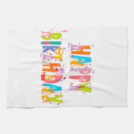 Gelukkige Verjaardag Grappige Kat Liefhebber Dag V Theedoek (Horizontaal)