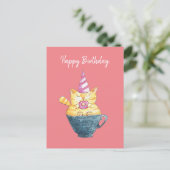 Gelukkige Verjaardag!/Grappige Kattentekening Briefkaart (Staand voorkant)