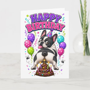 Gelukkige verjaardag Grappige Poepende Hond Kaart