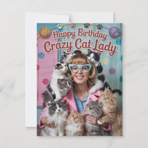 Gelukkige verjaardag grappige retro gekke kattenvr briefkaart