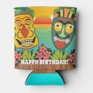 Gelukkige Verjaardag Grappige Tiki Gezichten Zonso Blikjeskoeler