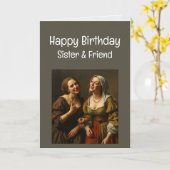 Gelukkige Verjaardag Grappige Zus en Vriend Kaart (Gele Bloem)